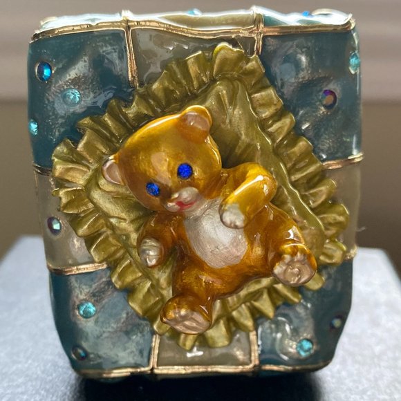 24k Gold Plated Swarovski Crystal Enamel Keepsake - Picture 1 of 4